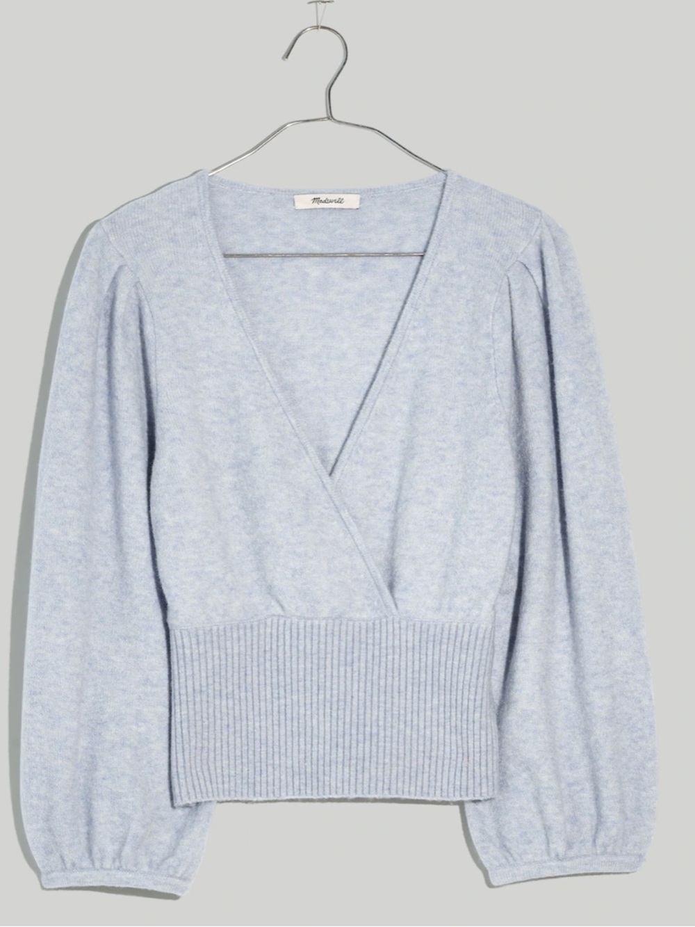 Madewell Pale Blue V-Neck Wrap Pullover